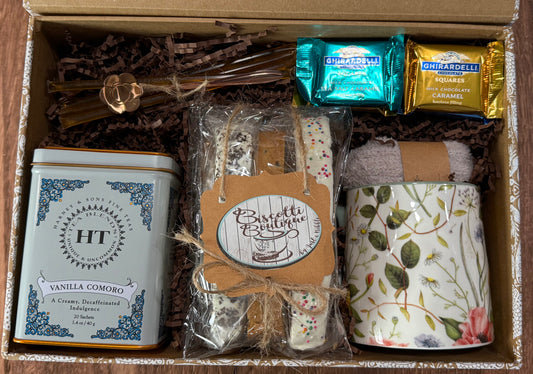 Biscotti & Tea Gift Box- Floral/Decorative