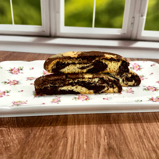 Cocoa Vanilla Bean Marble Biscotti