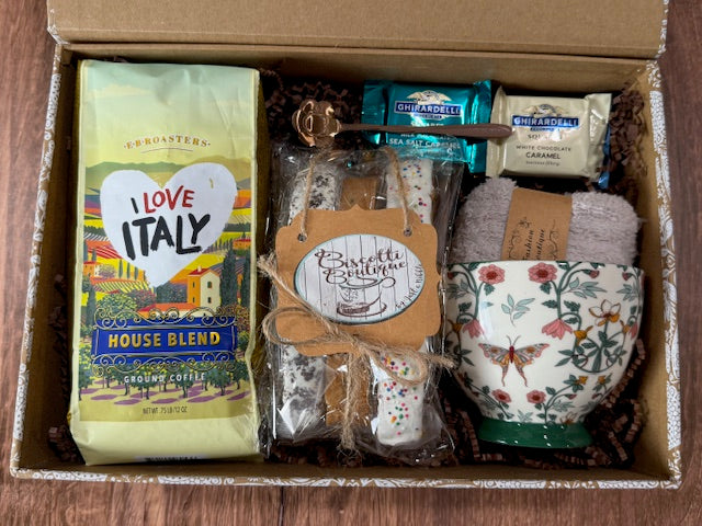 Biscotti & Coffee Gift Box-Floral/Decorative